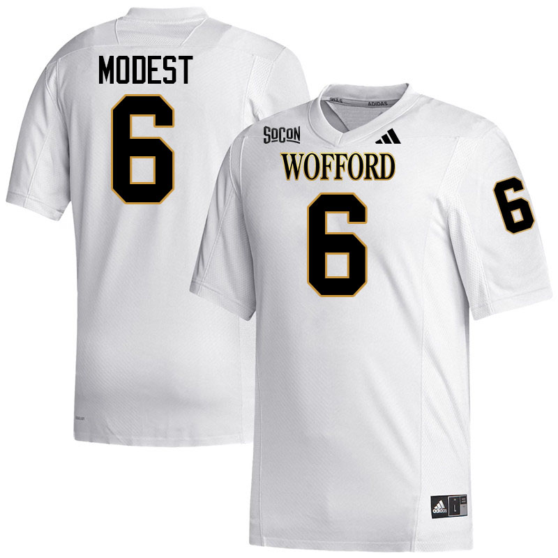 Wofford Terriers #6 Gerald Modest College Football Jerseys,Uniforms Stitched-White